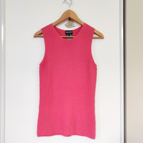 Giorgio Armani Tops - Giorgio Armani Designer Fuschia Sleeveless Ottoman Knit Top sz 6